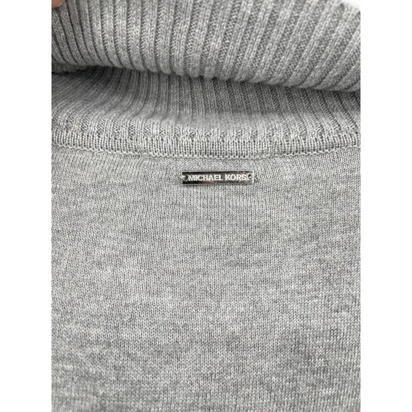 Michael Kors Womans Gray Long Sleeve Cowl Neck Fringe Hem Boho Tunic Sweater S - Picture 6 of 7